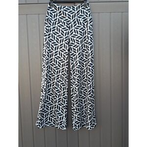 Arolina Women's Stretchy Wide Leg Palazzo  Pants Small Blue & Cream